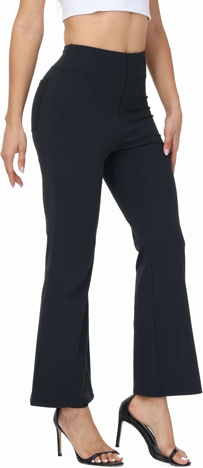 Dress Pants Women Business Casual Work Trousers High Waisted with Pockets Stretch Bootcut Pull On Office Slacks