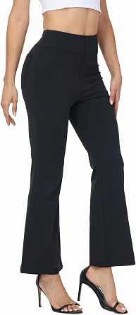 Womens Wide Leg Dress Pants Business Casual Work Trousers High Waisted with Pockets Trendy Stretch Office Slacks