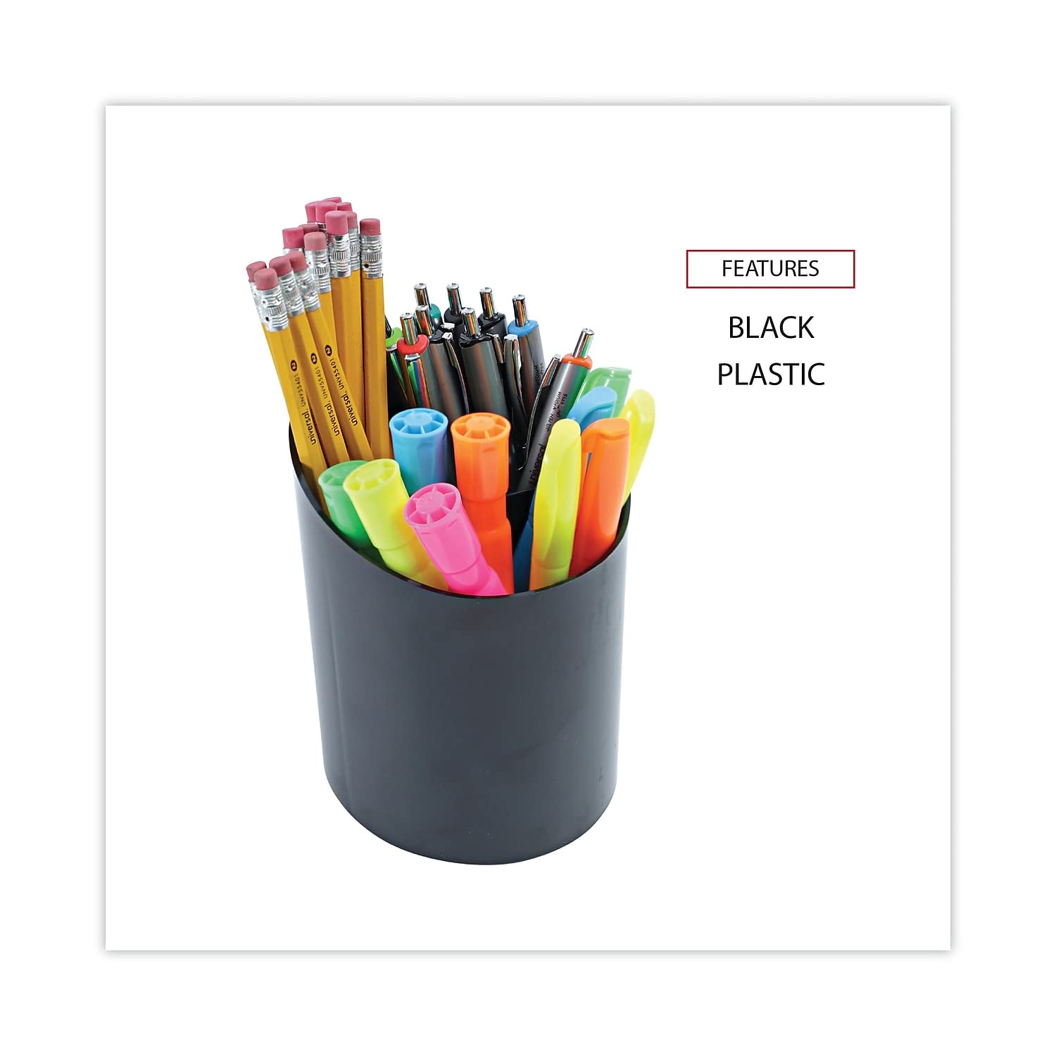 Universale Unv08108 Portamatite In Plastica Nero - 3 Scomparti, Diametro 10,8 Cm - 5