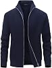 CoXuention Mens Knitted Cardigan Long Sleeve Full Zip Cardigan Stand-Up Collar Warm Sweater Winter Sweat Jacket with Pockets