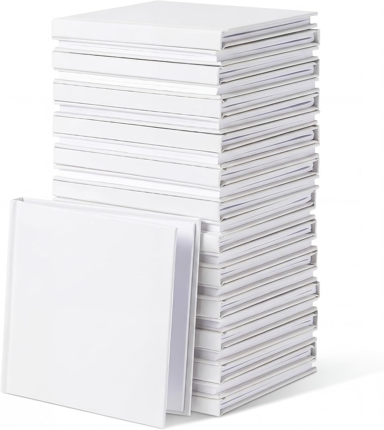 Ireer 24 Pcs 5 x 5 Inch Hardcover Blank Book Bulk Small Sketch Pad to Write Stories Blank Notebooks for Journaling Sketching Writing DIY Crafts Supplies 72 Pages(White)