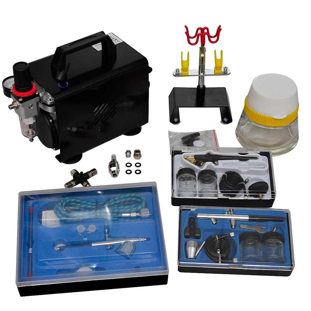 Profi Airbrush Komplett-Set mit 3 Pistolen,Kompressoren,140286