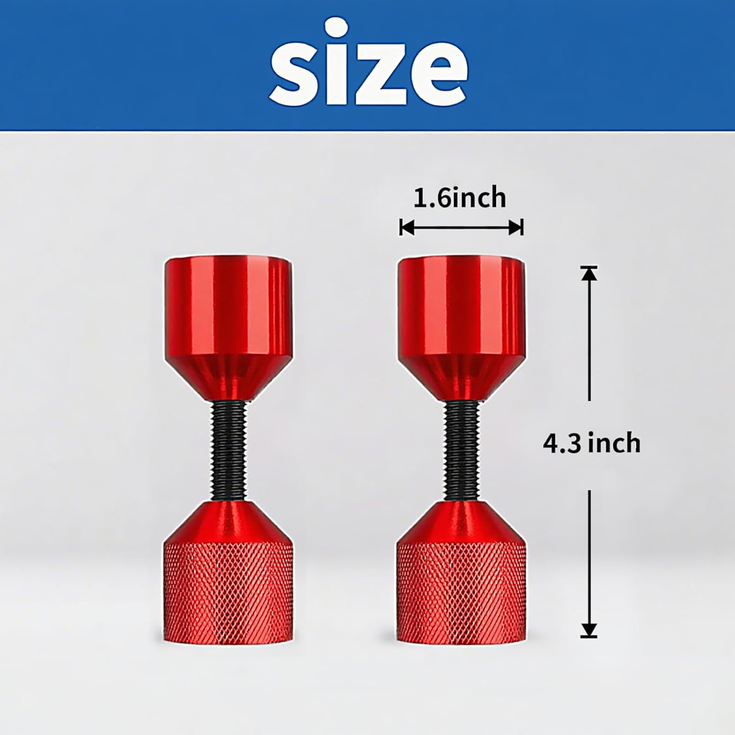 2 Pcs Aluminium Flange Two Hole Pins Set - 1-5/8'' Diameter Alignment Pin Red