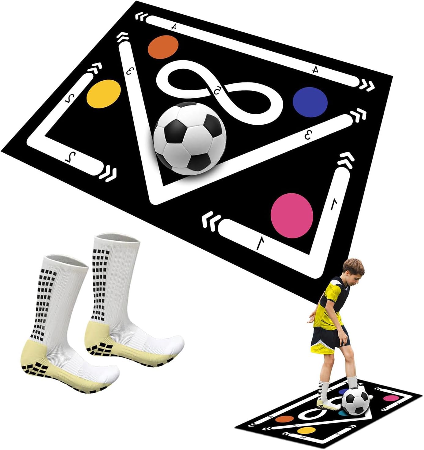 Silent Shock Absorption Football Footstep Mat - Anti-Skid Soccer Equipment for Kids, Enhance Ball Mastery and Improve Skills