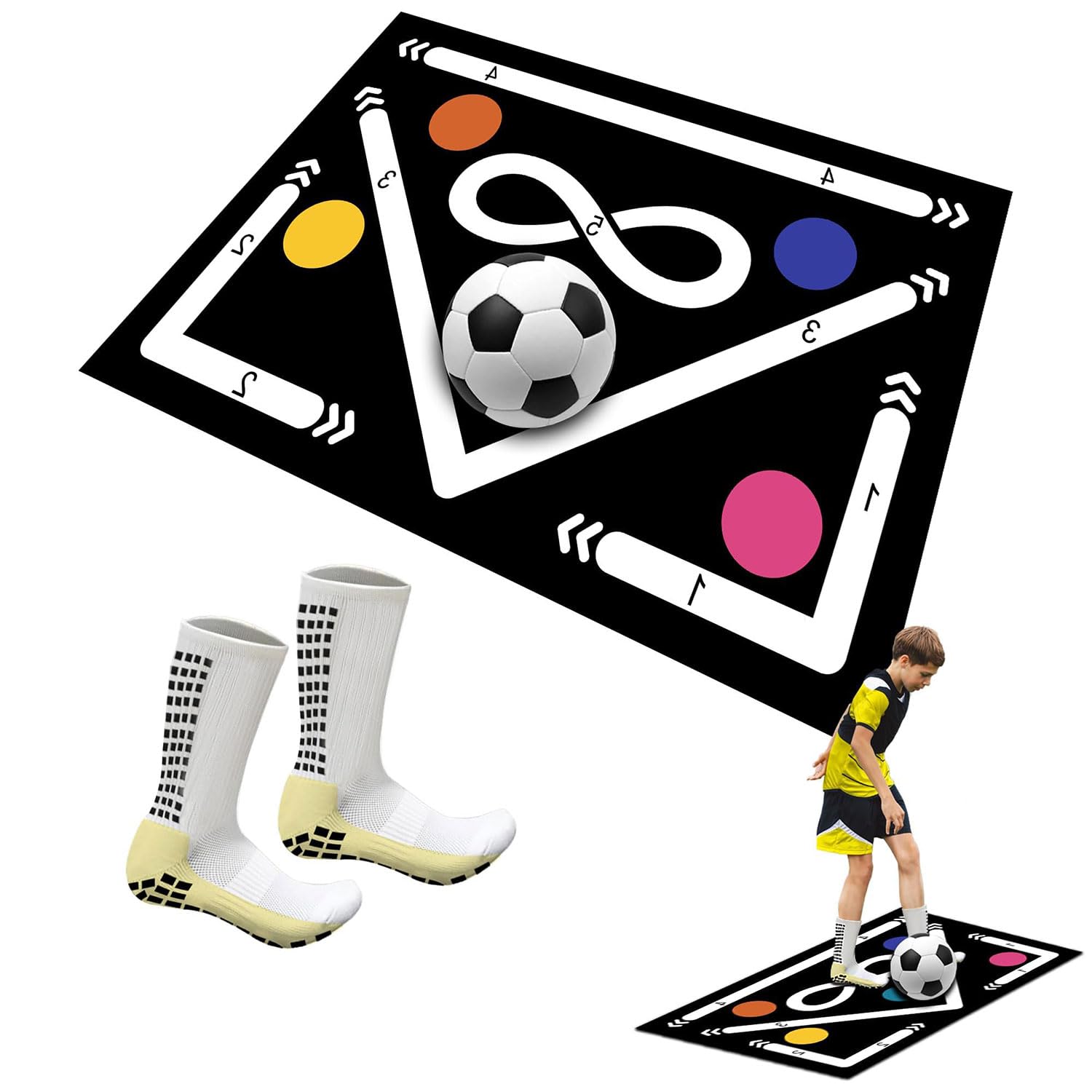Tapis d'entraînement de pas de football pour enfants avec absorption silencieuse des chocs