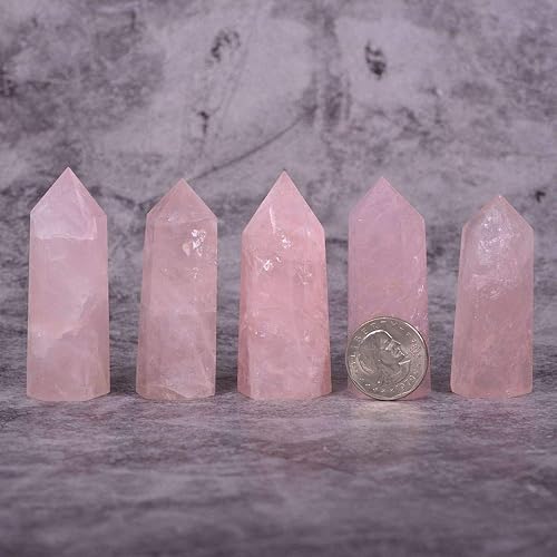 Miniatura 2 de Angelstones Piedra preciosa de cuarzo rosa natural Cristal curativo hexagonal puntiagudo Reiki Chakra Prisma facetado varita Figura de piedra