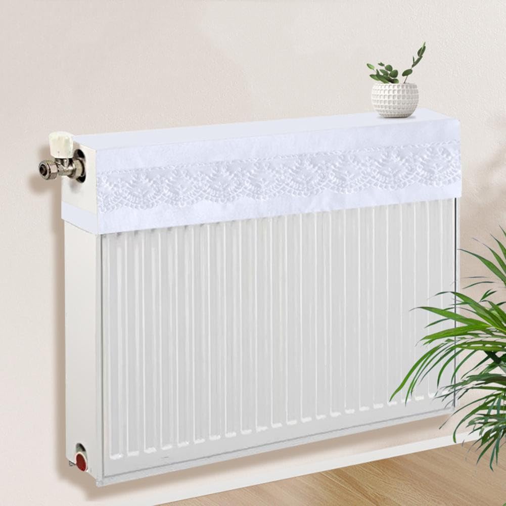 Radiator Dust Cover Lace Top Protector, Spun Linen Breathable Washable White 40-220cm Length 10Cm Width Home Decor(100cm)