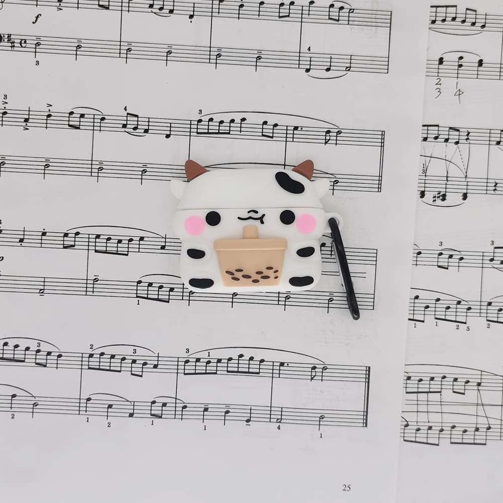 Compatible with AirPods Case 3rd Generation 2021, Protective Silicone Cartoon 3D Boba Milk Tea Cow Cover for AirPod 3 Case, Men Women Funny Kawaii Cute Case for AirPods 3 - Boba Cow image 4