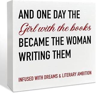 Inspirational Writer Gifts for Women, Christmas Birthday Gift for Writer Author Novelist Journalist Editor Writing Lover, Writer Home Office Desk Wooden Box Sign Decor, Become The Woman Writing