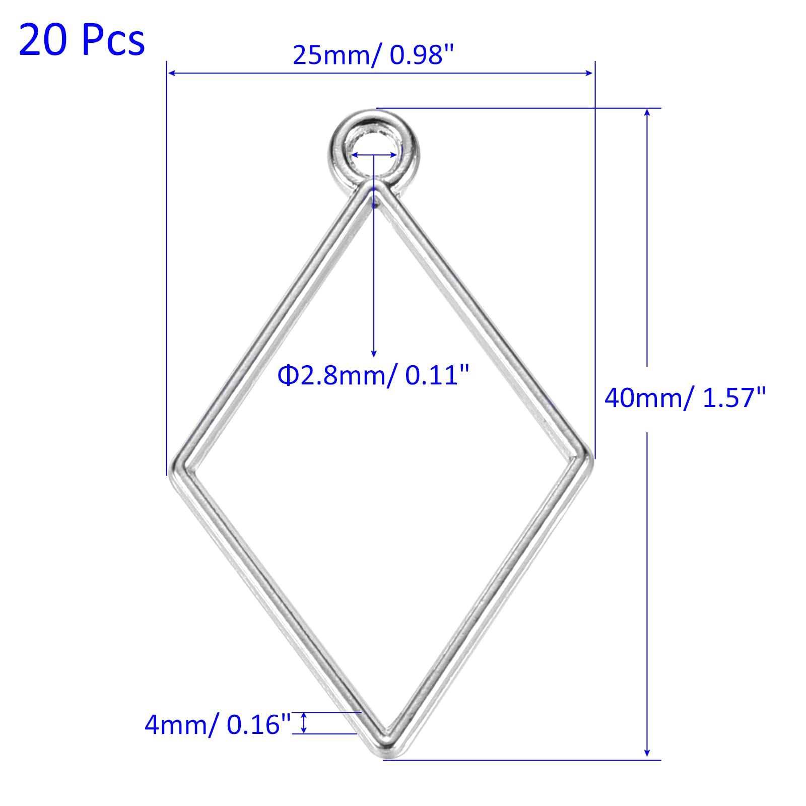 M METERXITY 20 Pack Open Bezels for Resin, Hollow Frames Alloy Rhombus Shaped - Image 3