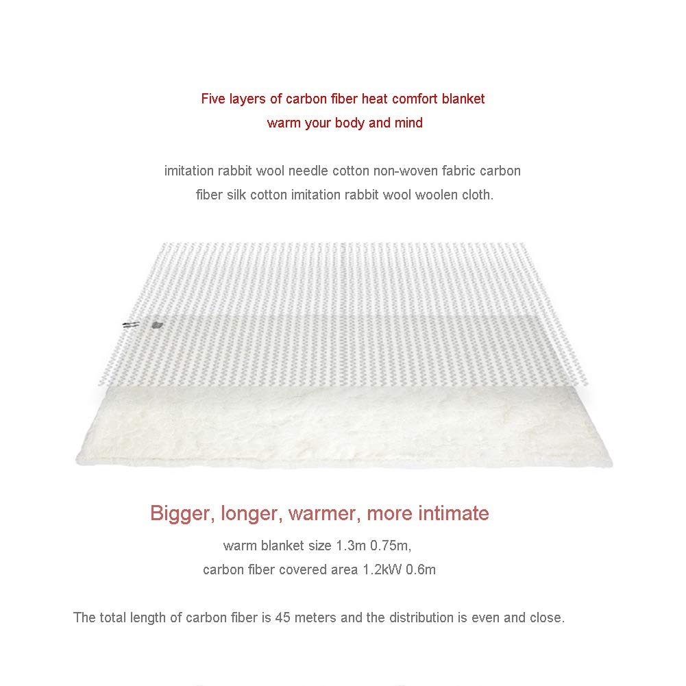 Coperta Elettrica Singola 75 X 130 cm Superficie Bianca Imitazione Interna in Pile + Cotone Ago + Tessuto Non Tessuto + Fibra Di Carbonio Coperta Rilievo Di Calore in Fibra Di Carbonio a Cin