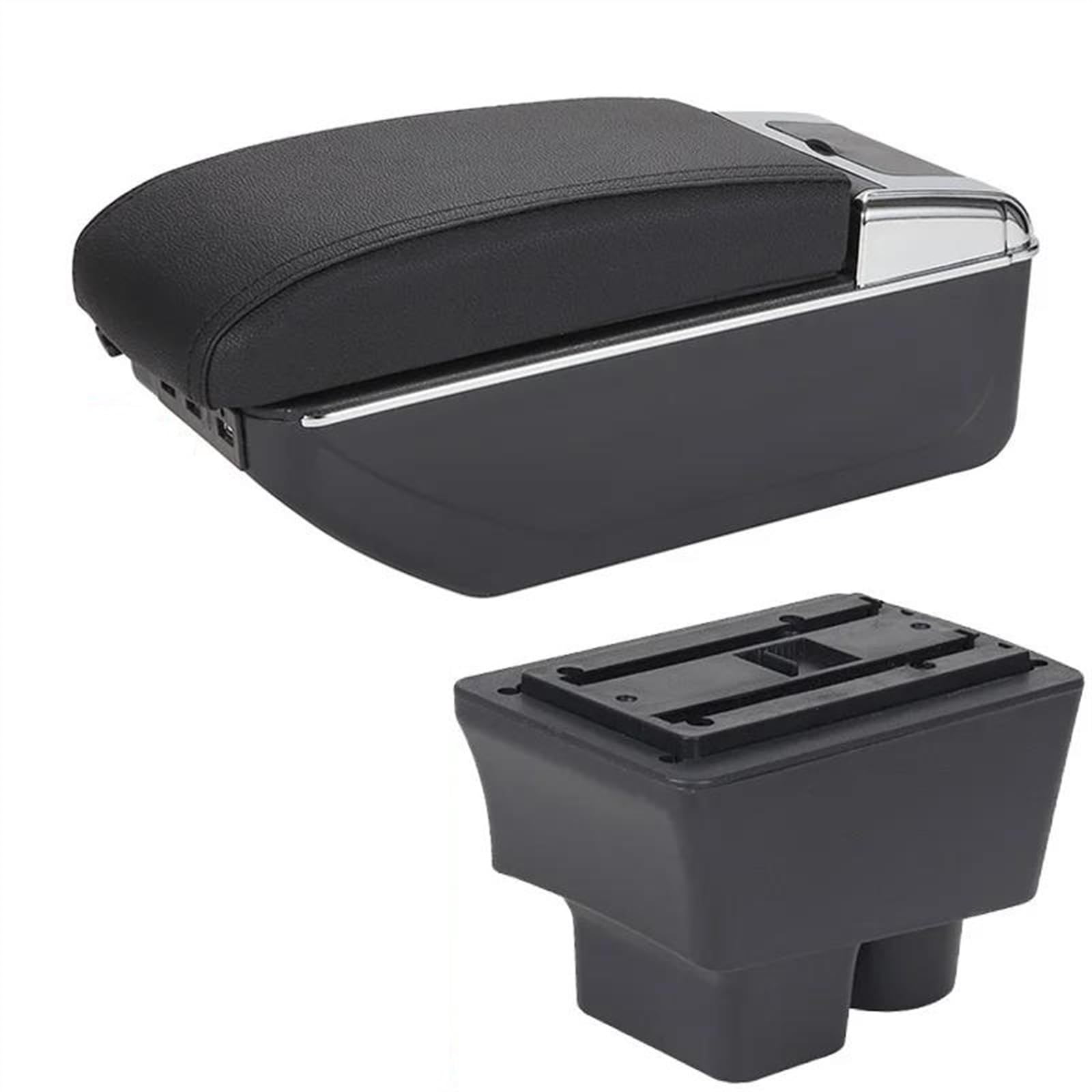 NOHEEU Car Armrest Box Retrofit Parts Storage Interior Accessories For Fabia II 2 2008-2014(A2 Black line 7USB)