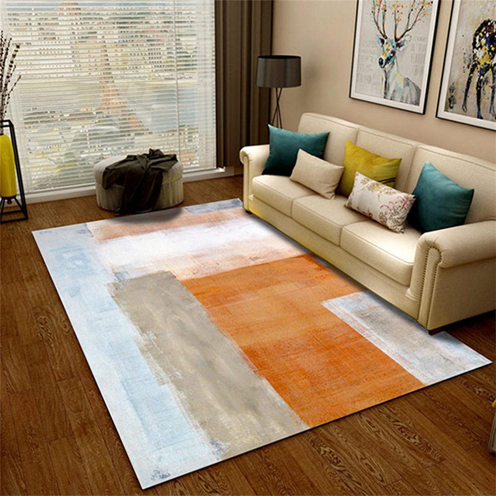 Tapis de salon orange minimaliste pour chambre d'enfant et entrée intérieure cosy