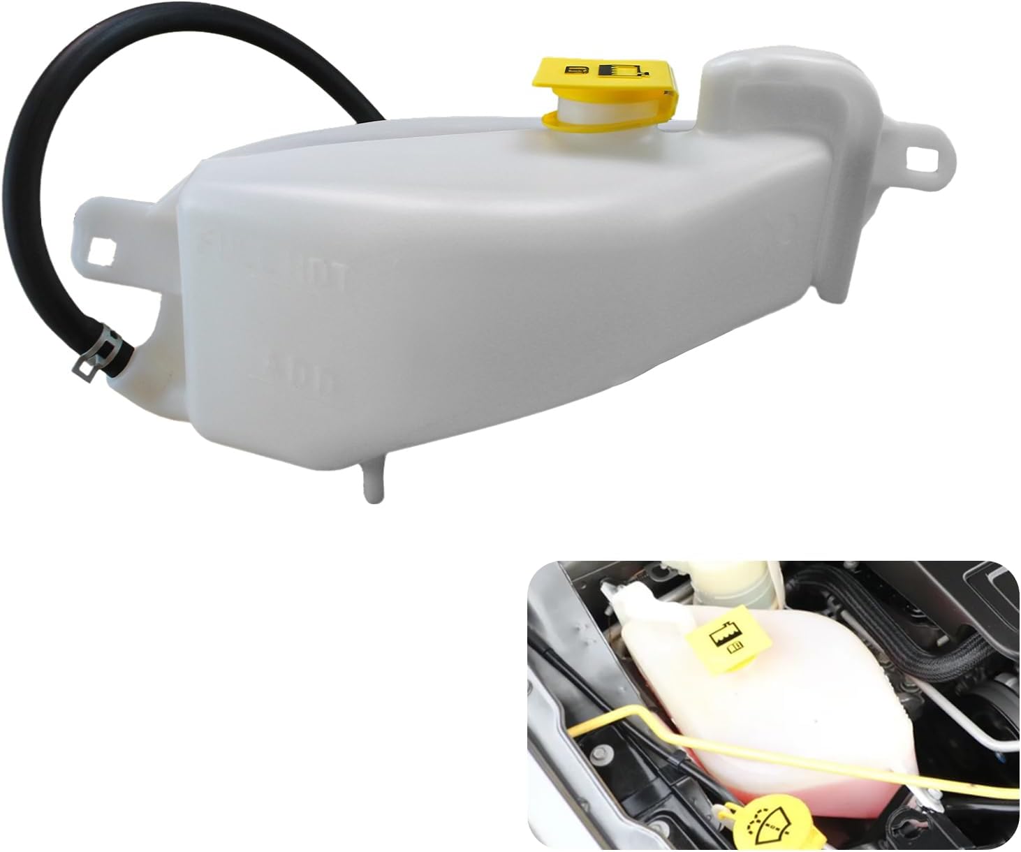 5058371AD Coolant Reservoir, Radiator Overflow Tank with Cap Compatible with 2007-2014 Chrysler 200, Sebring, Cirrus | 2008-2014 Dodge Avenger L4 2.4L Replaces# 603-586, 5058371AE