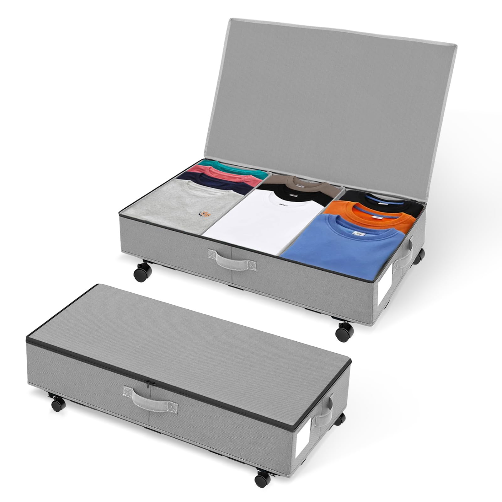 Photo 1 of Under Bed Storage with Wheels,2 Pack Underbed Storage Bins With Lid and Handles Foldable Under Bed Storage Containers for Clothes,Toy,Blankets,Bed Sheets Type 1