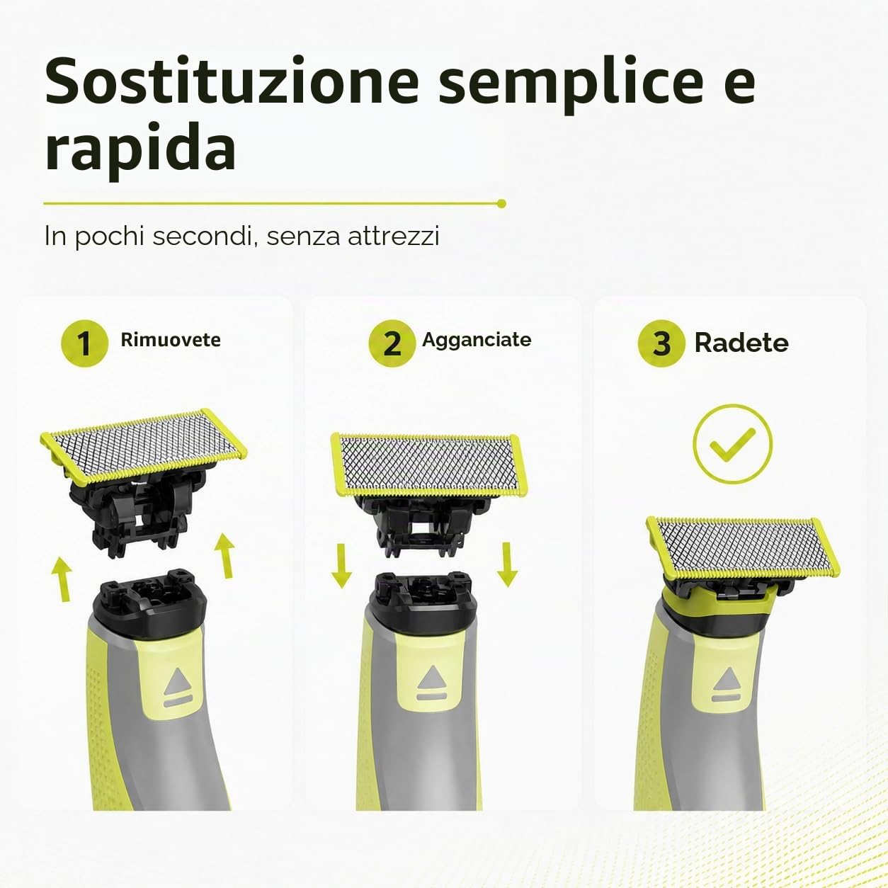 Cartucce per rasoio elettrico - Confezione da 3 lame - Compatibile con tutti i modelli O Blade - Rasatura e cura della barba - 4 mesi di utilizzo