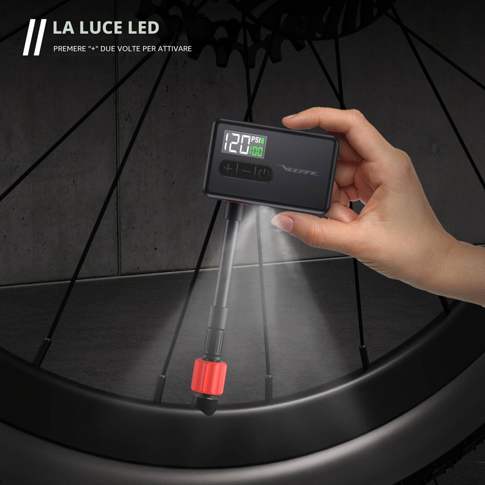 Tiny Pump Mini Pompa per Bicicletta, 120 PSI Pompa per Bicicletta Portatile con Valvola Presta e Schrader per Bici da Strada, Mountain Bike, City Bike