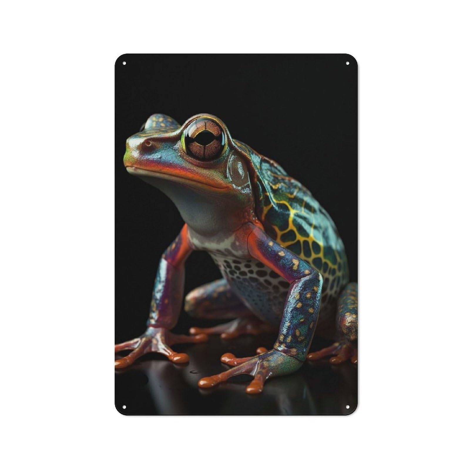 Vintage Colorful Frog Metal Plaque 30x20cm, Kitchen Wall Decor for Restaurant, Kitchen, Counter Or Breakfast Nook