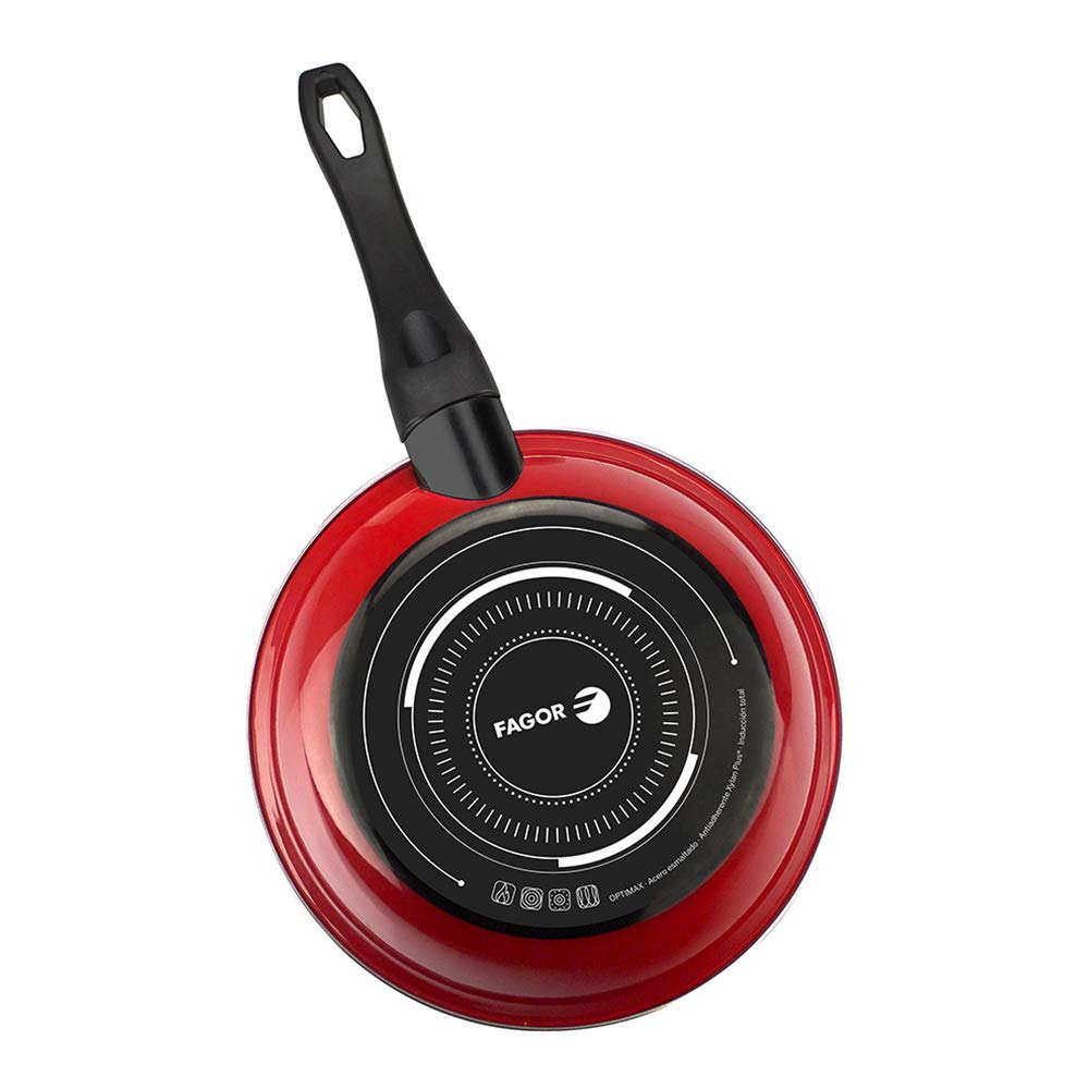 FAGOR Set 3 UD SARTENES OPTIMAX 20CM, 24CM Y DIAM.28CM Rojo Mate, Aplica, Unisex Adulto