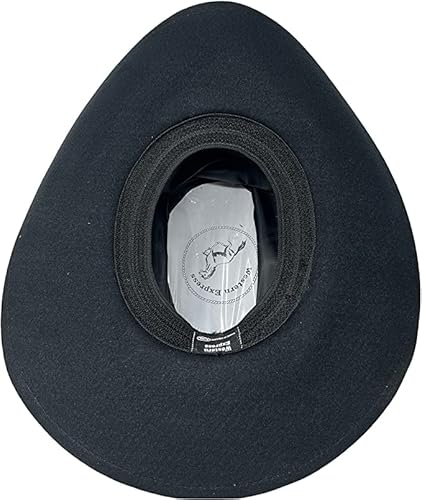 Faux Felt Wide Brim Western Cowboy Hat Elastic Band-Black-S/M #TOP1