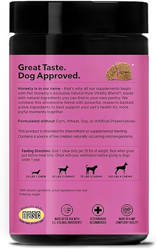 Miniatura 8 de Pet Honesty Multivitamínico para perros 10 en 1, vitaminas para perros para la salud y el corazón, aceite de pescado para perros, glucosamina,