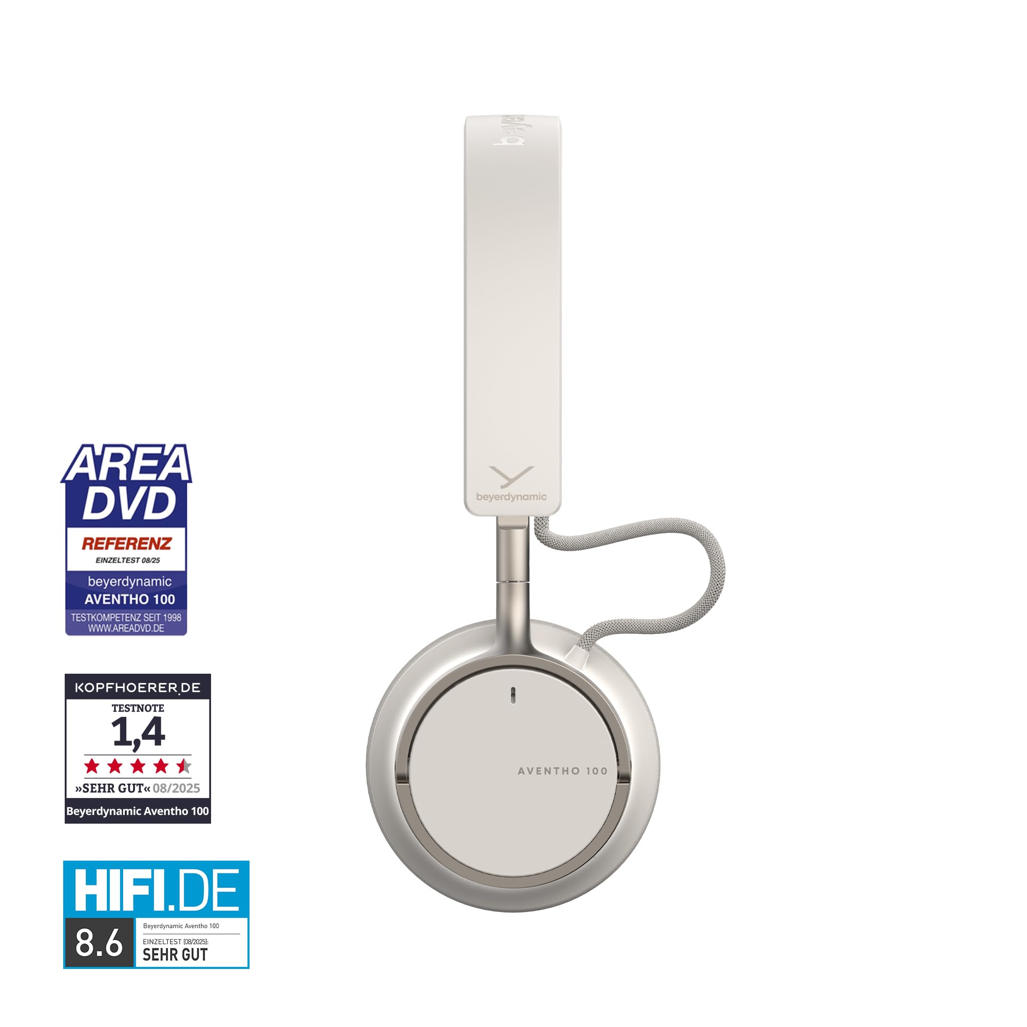 beyerdynamic AVENTHO 100 Wireless On-Ear Kopfhörer mit aktiver Geräuschunterdrückung, 60 Stunden Akkulaufzeit, faltbares Design, austauschbare Ohrpolster, in Cream - neues Update per App verfügbar