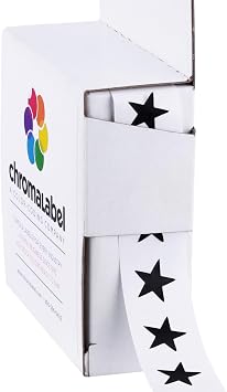 ChromaLabel 3/8 Inch Black Star Stickers, 1,000/Box