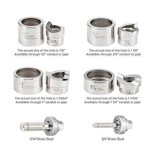 Miniatura 10 de IBOSAD Kit de destornillador manual de perforación de agujero de 12", 34", 1", 1", 1-14" Kit de herramientas KO, no se puede utilizar para placa de