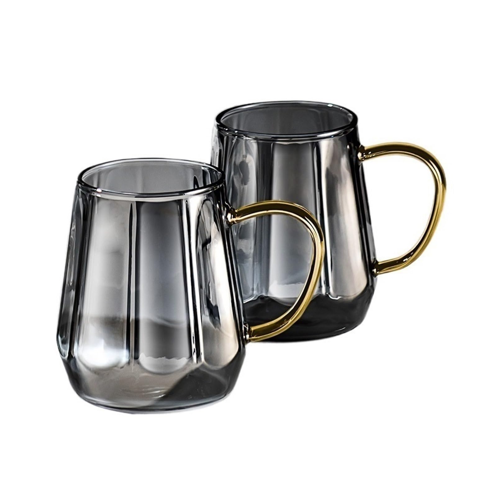 Glasbecher Set mit 2 Glaskaffeetassen, 11,8 oz (ca. 350 ml) klare Borosilikatglas-Trinkbecher Henkel for Kaffee, Saft, Milchgetränke Glasbecher(Grigio)