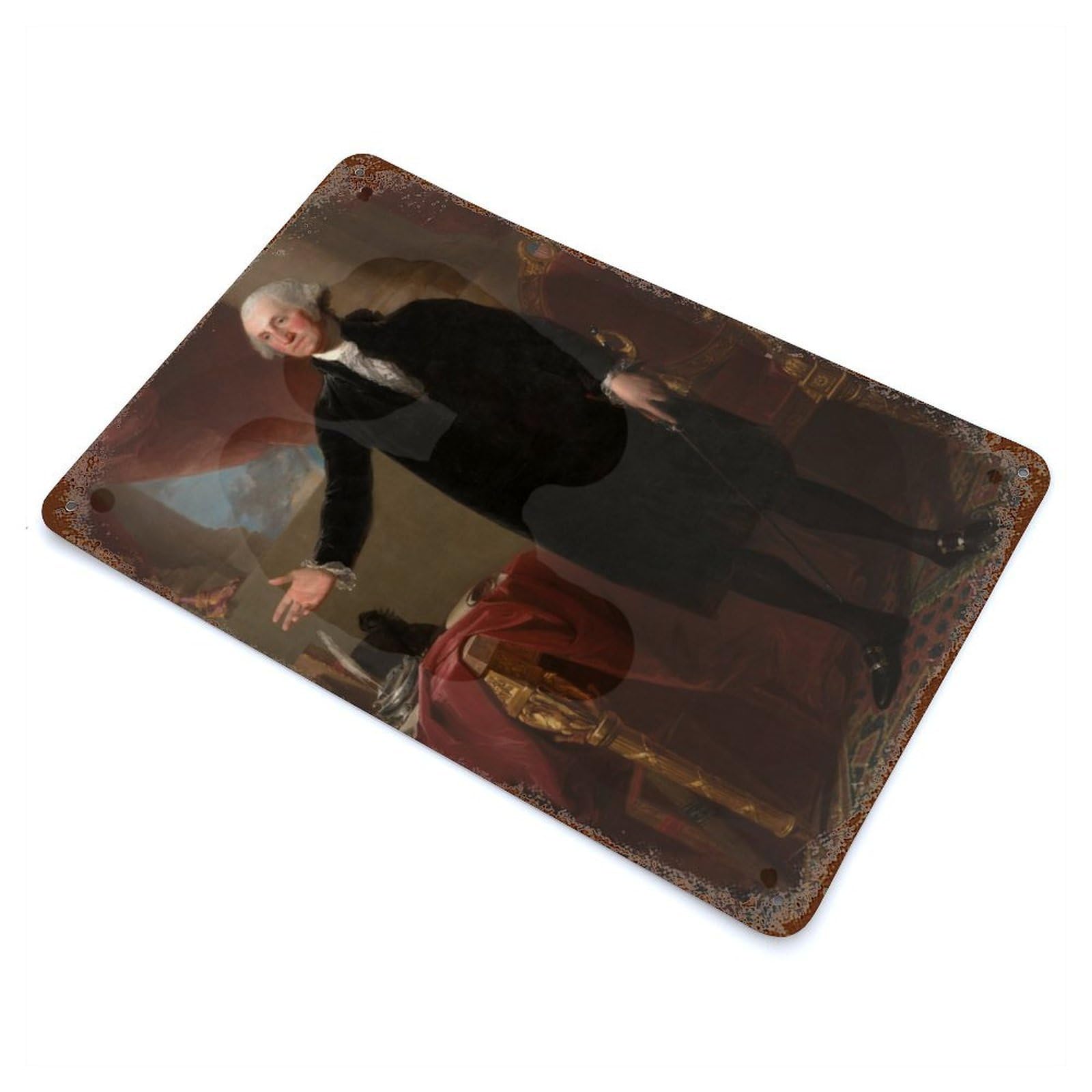 Garage Style George Washington Portrait Vintage Rust Metal Sign 11.8"x7.9", Industrial Home Decor for Bar And Workshop