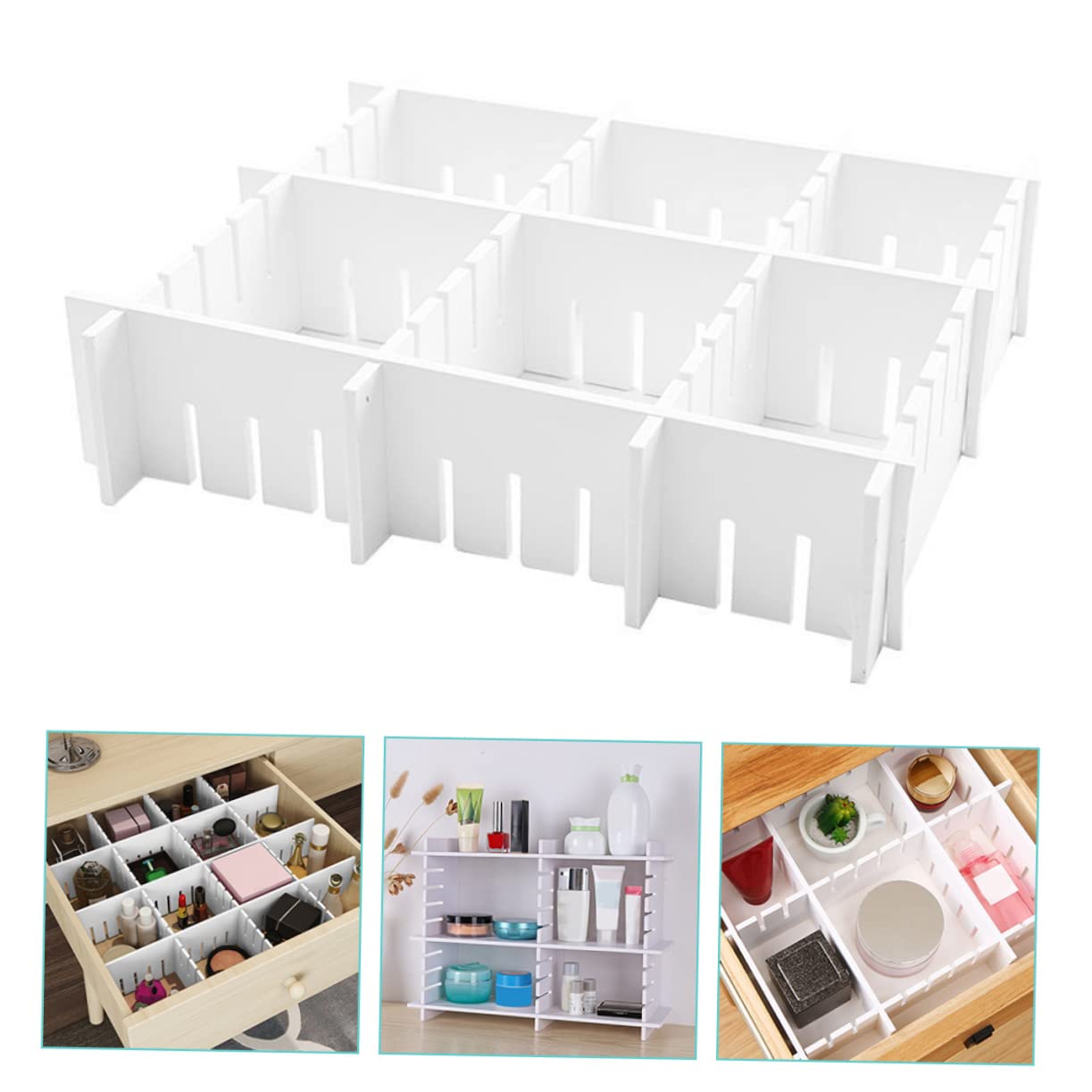Separadores Juego de 7 Piezas de Cajones Ajustables de Pvc Blanco para Almacenamiento y Orden en Cajones para Organización del Dormitorio y Oficina