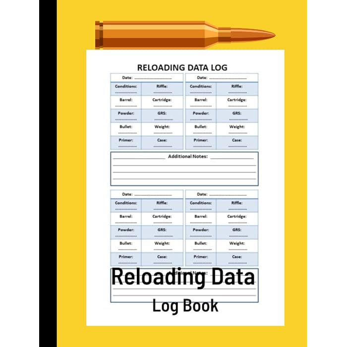 Buy Reloading Data Log Book Hand Reloading Data Log Sheets/Track