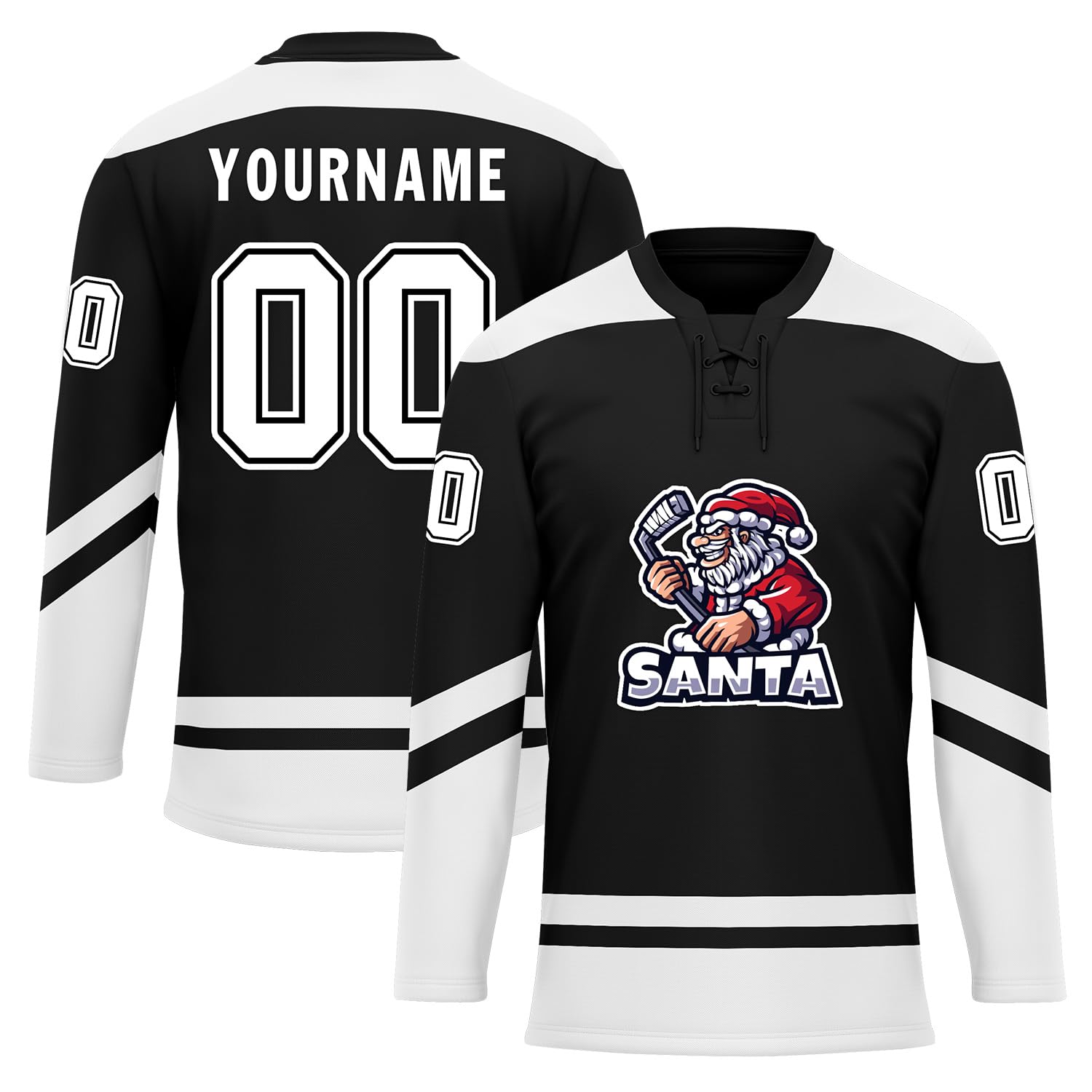 Custom Christmas Hockey Jersey for Men Women Youth, Santa Claus Ice Hockey Practice Uniform Sports Training Outfit