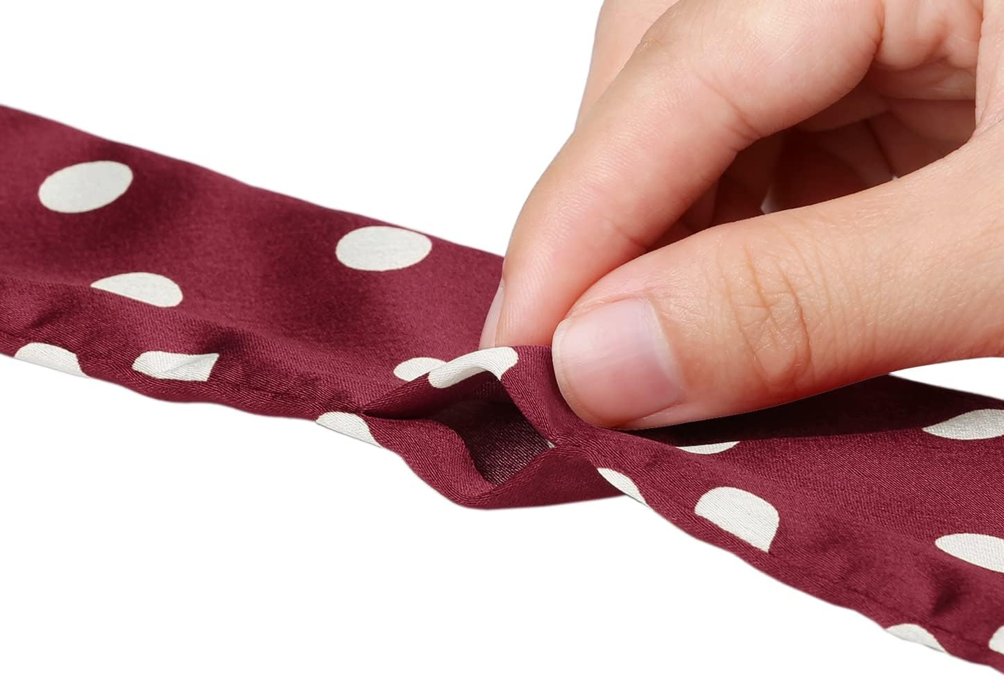 Allegra K 50s Skinny Silky Scarf Polka Dots Waistband Long Narrow Neckscarf Bag Handle Accessory - Image 4