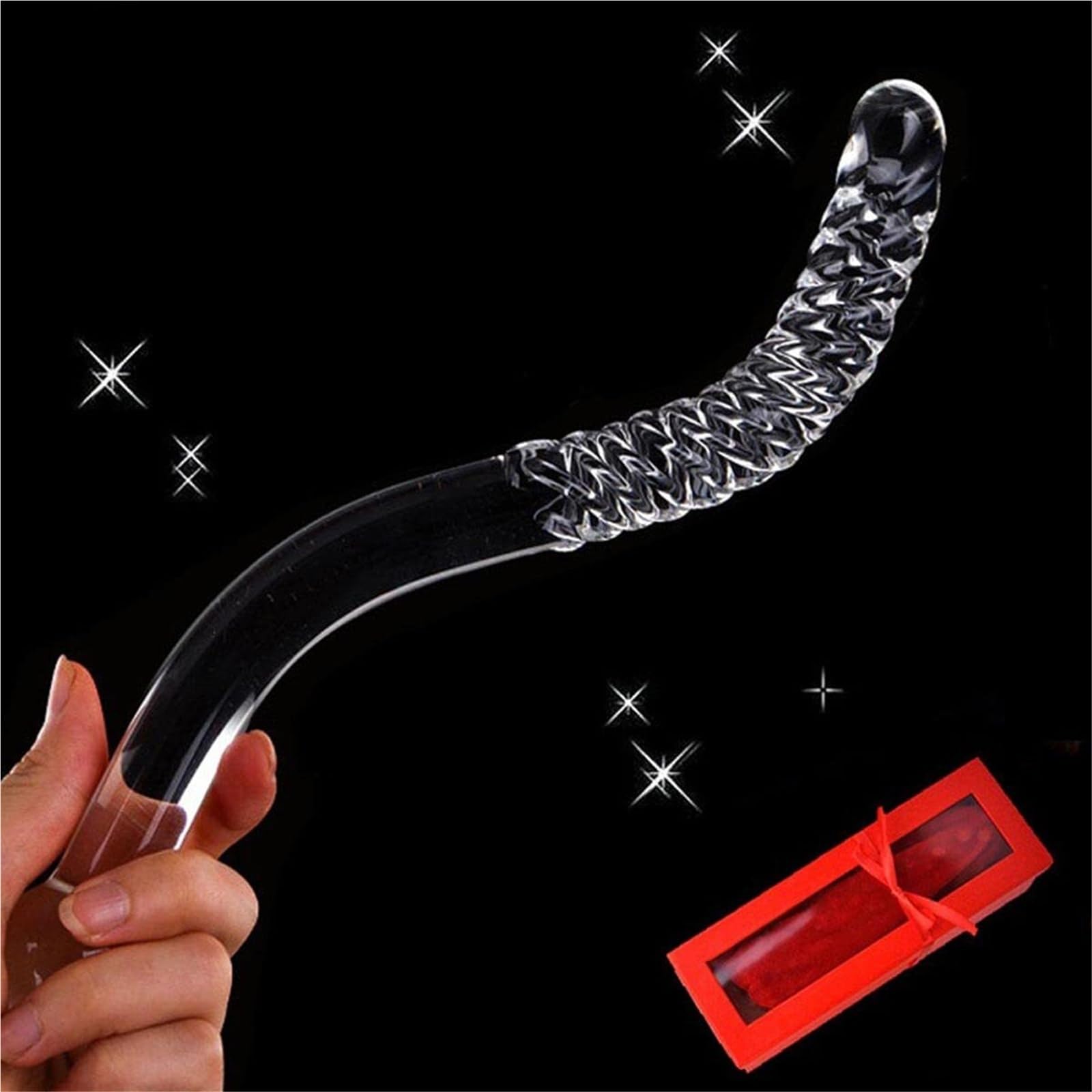 Consolador De Vidrio Curvado De 10", Cristal De Doble Cara, Tapón Anal for Pene, Estimulación Del Punto G, Juguete Sexual for Adultos for Hombres, Mujeres Y Parejas