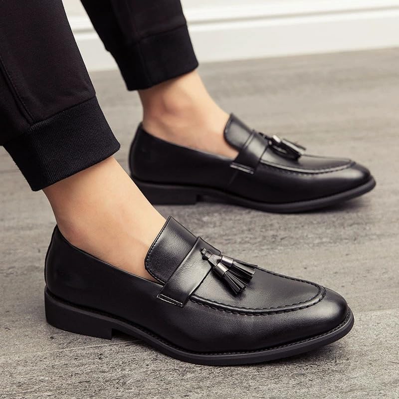 Slip-on Loafers Round Toe Slip-on Pu Leather Work Men Lightweight Shock-Absorbing2