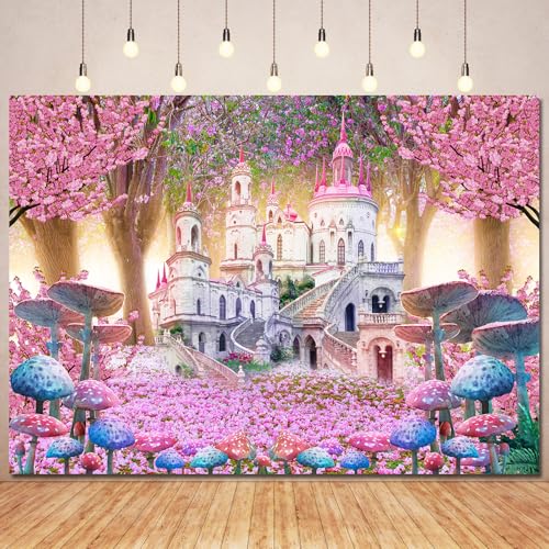 Fondo Fotográfico Castillo Princesa 7x5ft Rosa miniatura 1