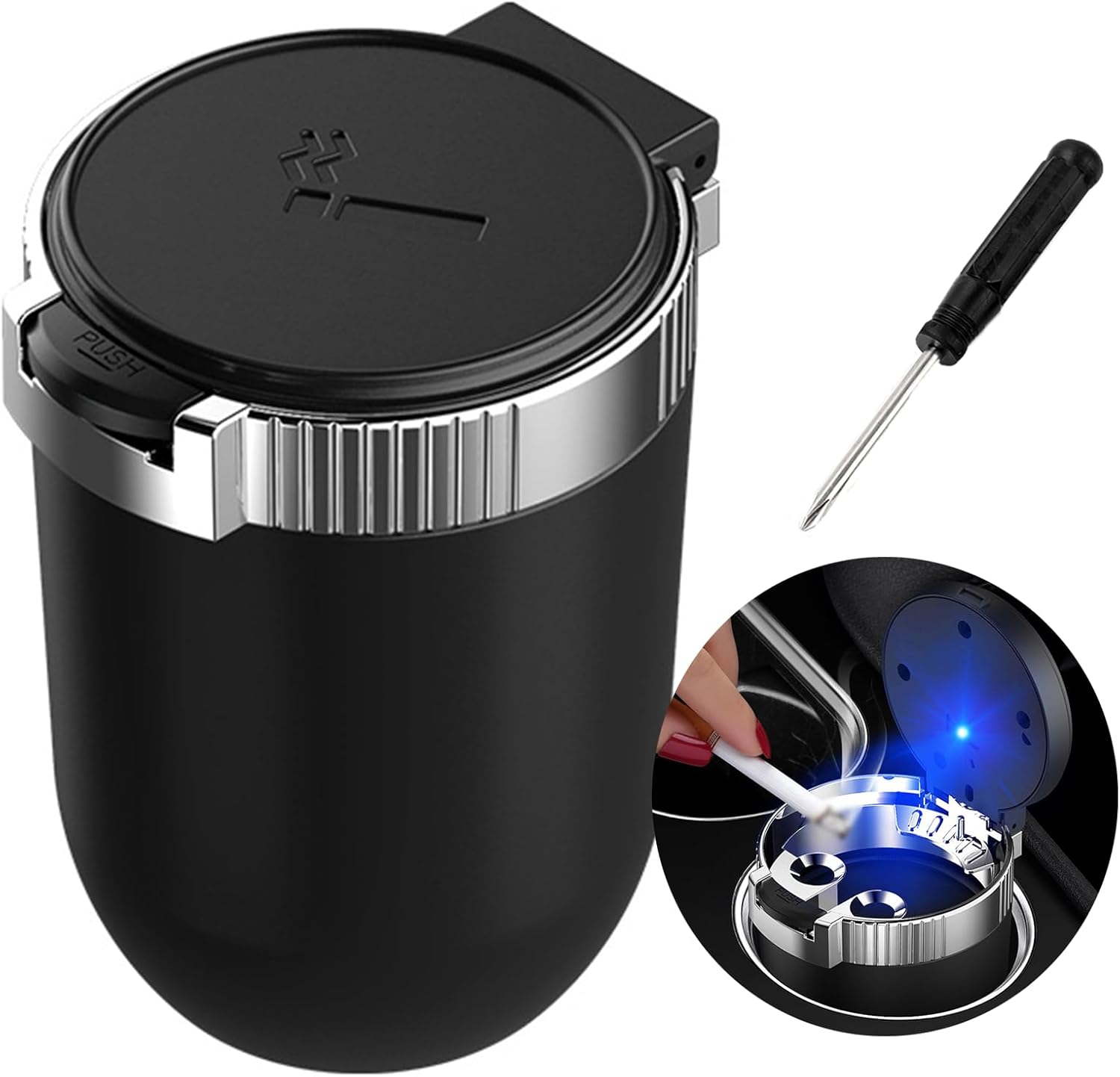 Car Ashtray with Lid Smell Proof, Portable Ash Tray Mini