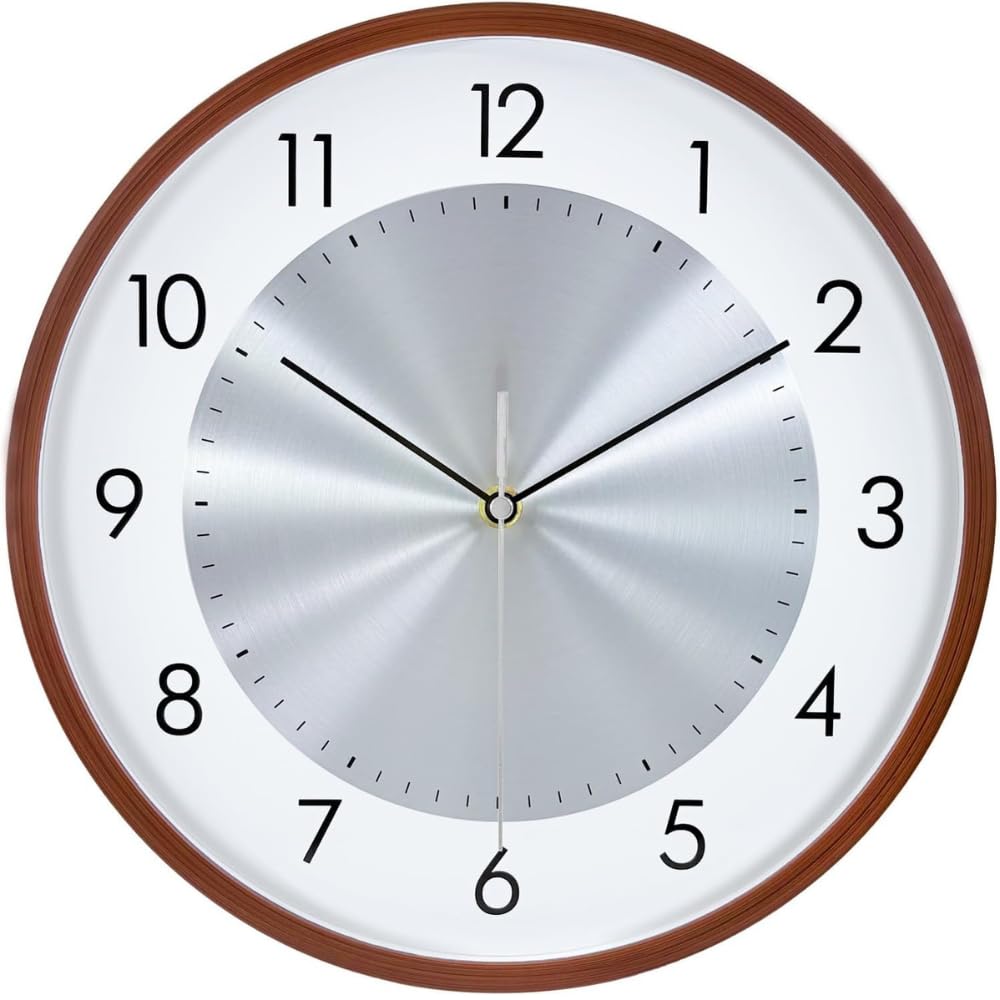 STAR WORK 12" Inch Modern Silent Wall Clock with White & Silver Dial | Large Easy-to-Read Black Numbers | Non-Ticking Quartz Movement, Battery Operated for Home, Office, Living Room-image-49
