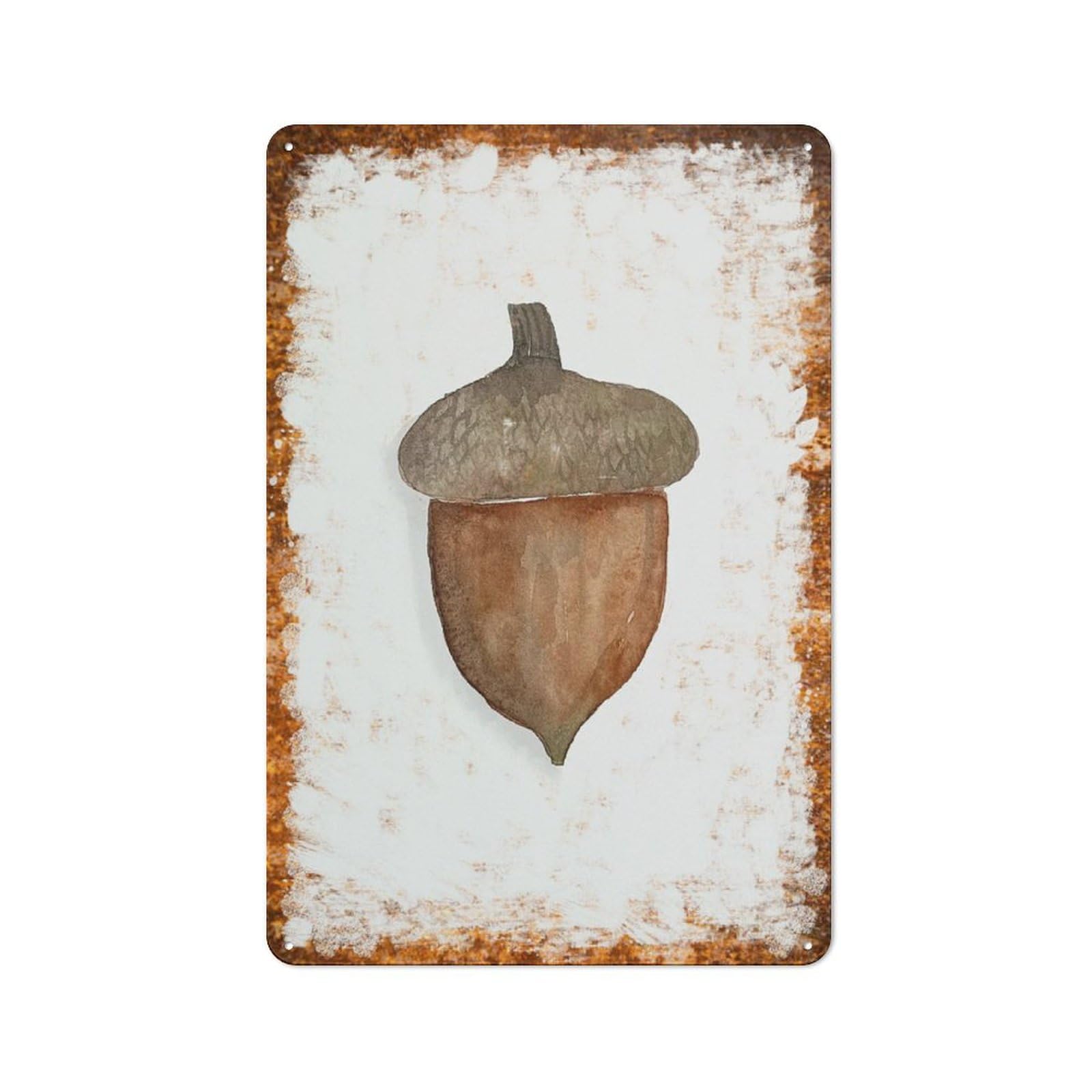 peiyeety Metal Tin Sign Acorn Nut Watercolor Pattern Vintage Rustic Wall Art Kitchen Bathroom Bedroom Living Room Cafe Farmhouse Entryway Office Garage Home Bar Laundry Room Porch Patio 6x8 Inch