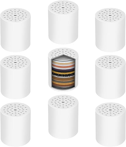 Paquete de 9 cartuchos de repuesto para filtro de ducha, cabezal de filtro de ducha de 20 etapas para agua dura, universalmente compatible con