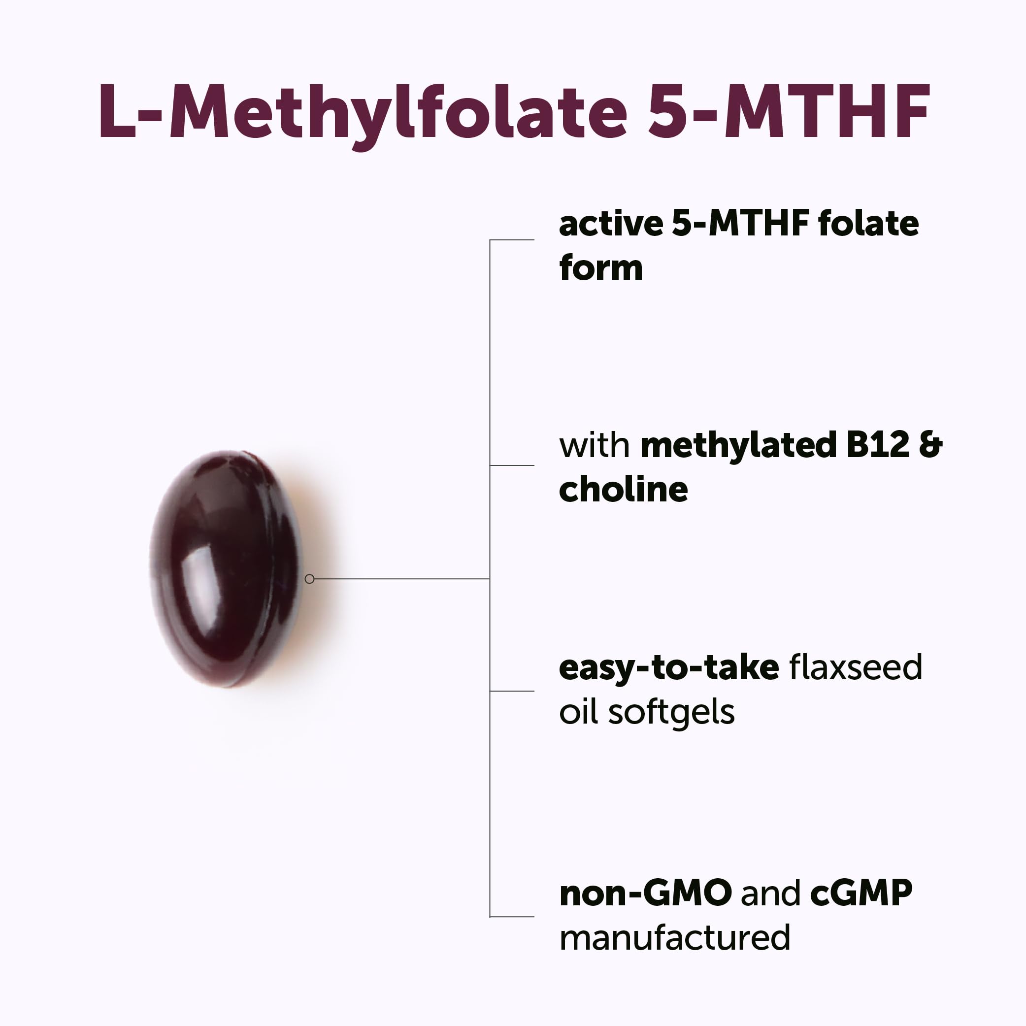 Micro Ingredients L-Methylfolate 1000mcg, 240 Softgels | 5-MTHF Active Folate with Methylcobalamin B12, Choline & Flaxseed Oil | High Absorption Methylated B9 Supplement for Methylation Support* — Amazon image 2