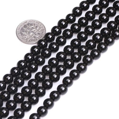 JOE FOREMAN Cuentas redondas de ágata negra de 0.236 in con piedras semipreciosas sueltas para hacer joyas, cuentas de 15 pulgadas, cuentas hechas a