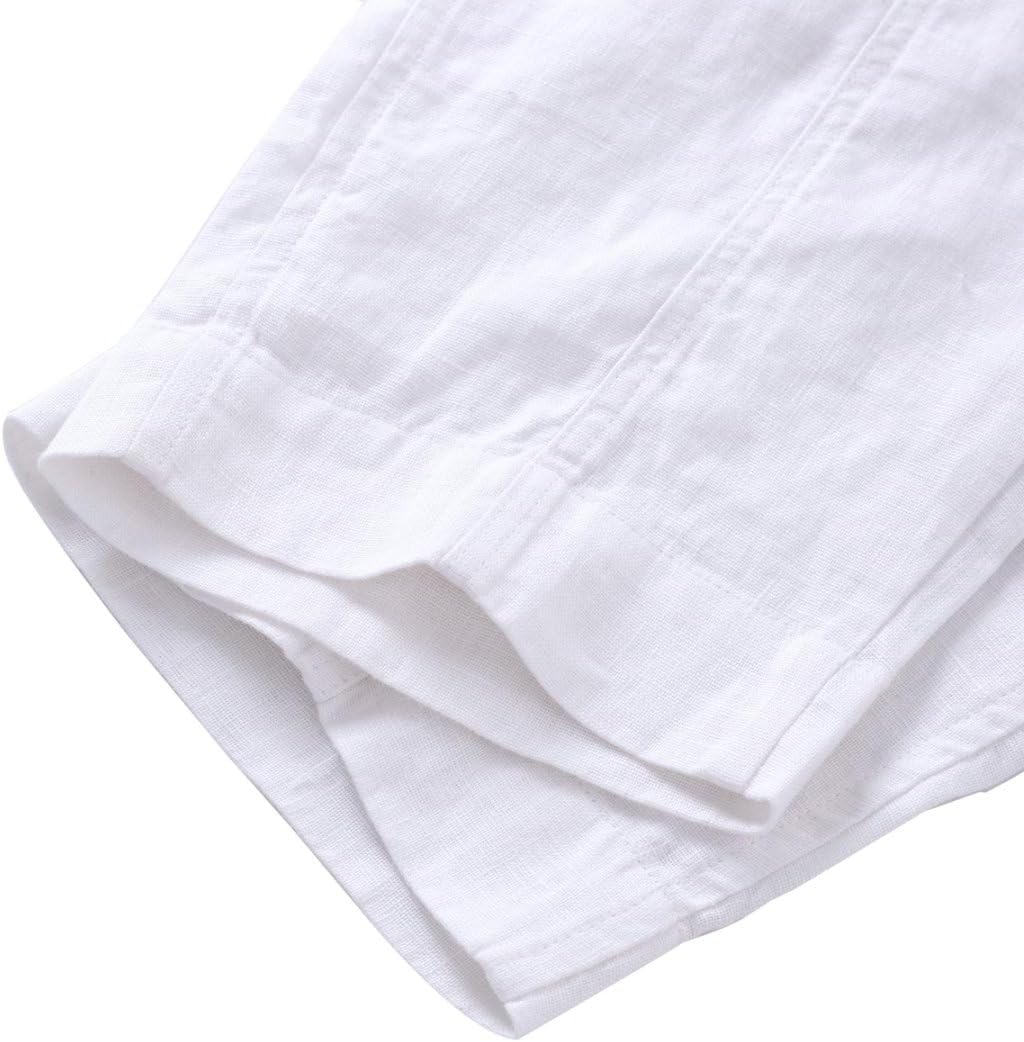 Amazhiyu Women's 100% Linen Elastic Waist Drawstring Tapered Pants Summer - Image 6