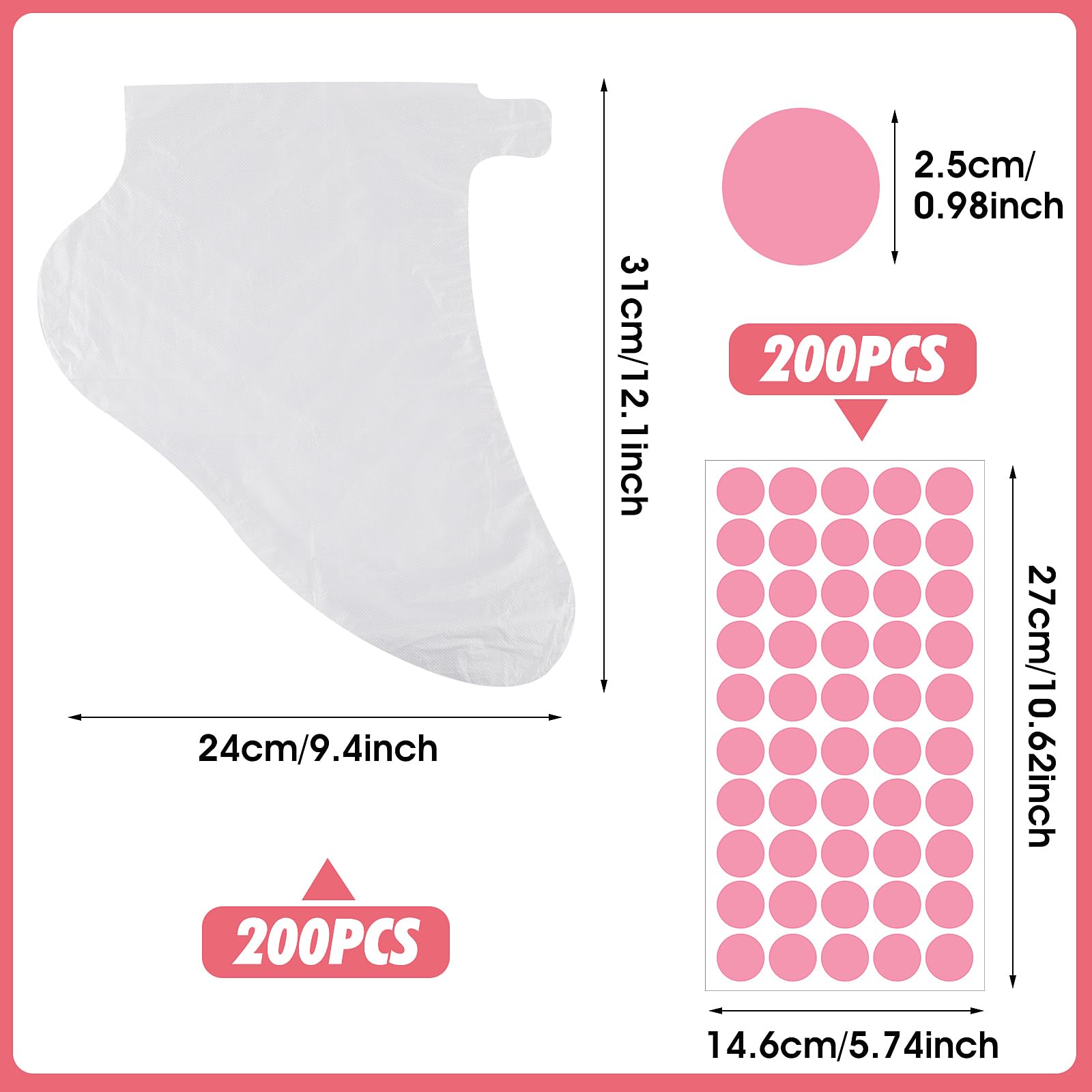 200 sztuk przezroczystych plastikowych butów jednorazowych z wosku parafinowego, maska na stopy, parafina, wosk, maska do stóp do pielęgnacji stóp, osłony stóp