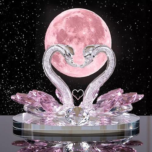 Sparkle Crystal Swan Figurine and Statues - Clear Crystal Swan Ornaments, Collectibles, Paperweight and Table Centerpiece - Wedding, Home Office, Valentine's Day (Pink)