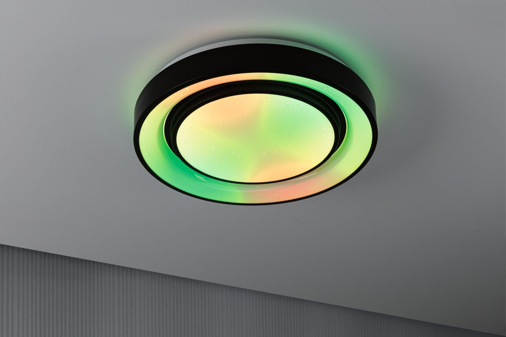Paulmann 70544 LED Ceiling light Rainbow mit Regenbogeneffekt incl. 1x22 W Dimmable dynamicRGBW Farbsteuerung black, white Kunststoff, Metall 3000 K