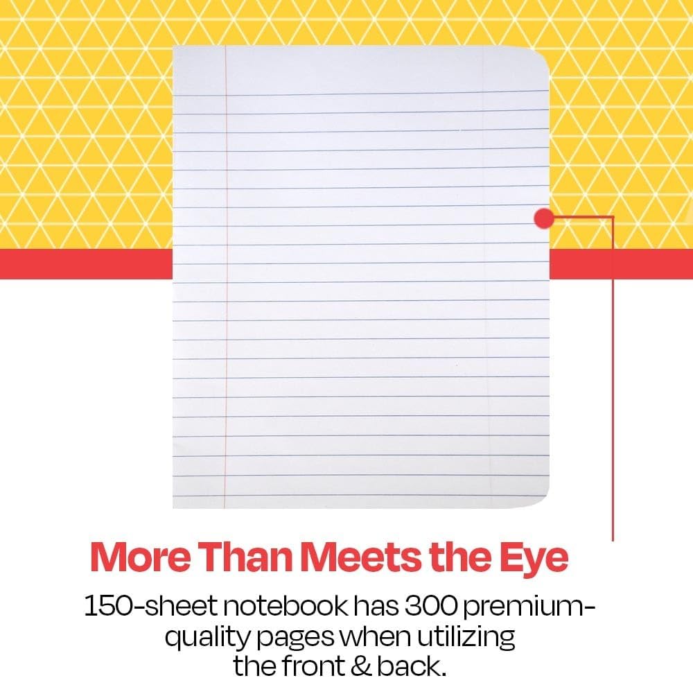 School Smart Hard Cover Ruled Composition Book, 150 Sheets, 9-3/4 x 7-1/2 Inches - 086769