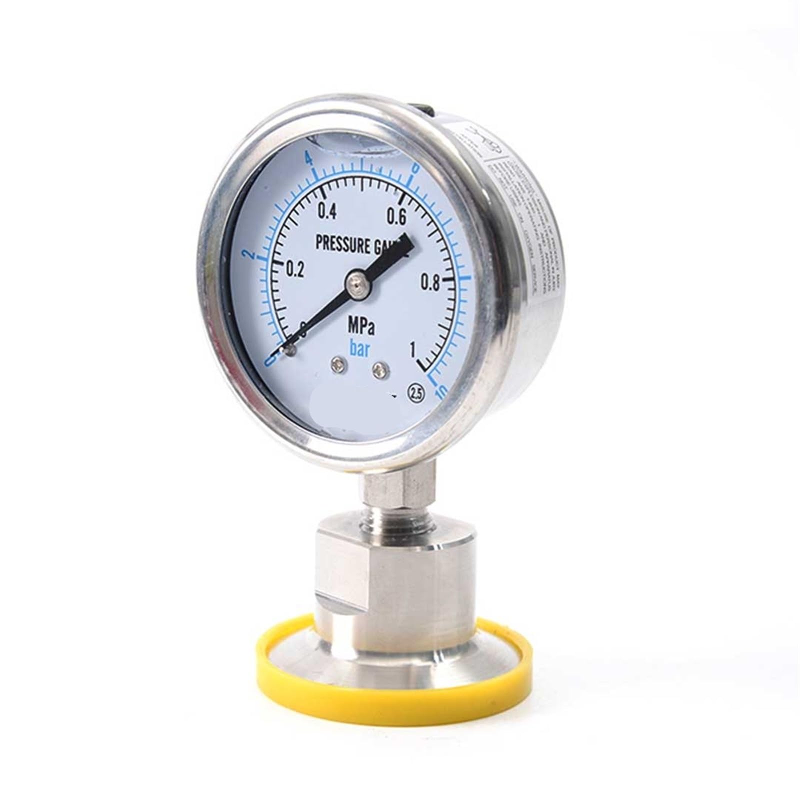 Manometer für Luftdruckmesser Sanitärmanometer SS316 Tri-Clamp 1,5" Durchmesser 60 mm Genauigkeit 2,5% FS 0-600 bar Membran SS 316L Manometer (Size : 0 10 bar)