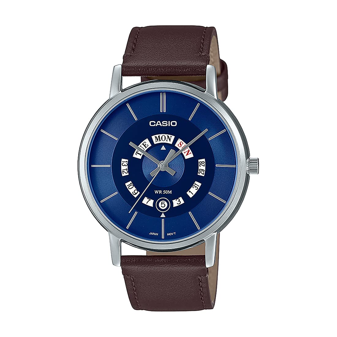 Casio Men Leather Analog Blue Dial Watch-Mtp-B135L-2Avdf, Band Color-Brown (B0C146JJC8) Amazon Price History, Amazon Price Tracker
